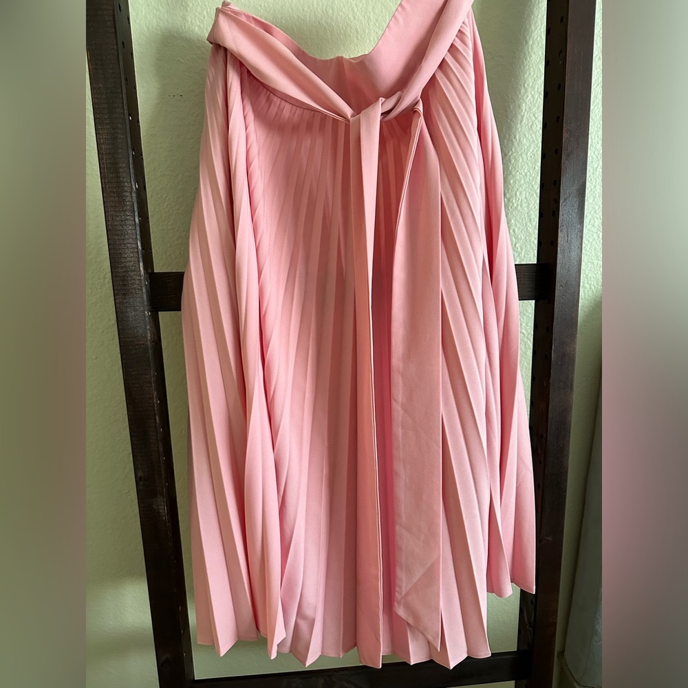 Kate Kasin Pink Belted Midi Skirt